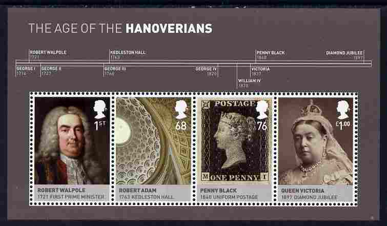 Great Britain 2011 The Hanoverians perf m/sheet unmounted mint, stamps on royalty, stamps on stampon, stamps on stamp on stamp