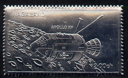 Nagaland 1972 Apollo 15 2ch value embossed in silver foil (perf) unmounted mint, stamps on , stamps on  stamps on space