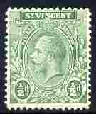 St Vincent 1913-17 KG5 1/2d pale yellow-green (unlisted shade) watermarked MCA unmounted mint as SG 108, stamps on , stamps on  stamps on , stamps on  stamps on  kg5 , stamps on  stamps on 