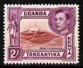 Kenya, Uganda & Tanganyika 1938-54 KG6 Mt Kilimanjaro 2s lake-brown & brown-purple P14 mounted mint SG 146a, stamps on , stamps on  kg6 , stamps on mountains