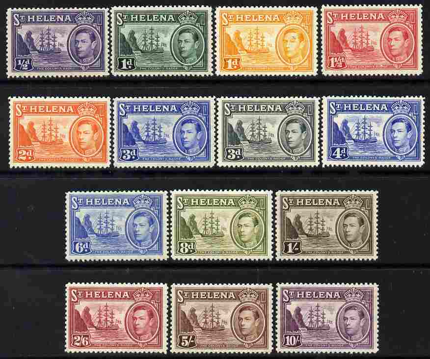 St Helena 1938-44 KG6 definitive set complete 14 values lightly mounted mint SG 131-140, stamps on , stamps on  kg6 , stamps on 