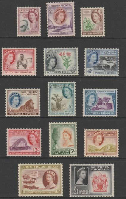 Southern Rhodesia 1953 Pictorial definitive set complete 14 values unmounted mint SG 78-91, stamps on , stamps on  stamps on , stamps on  stamps on  qeii , stamps on  stamps on 