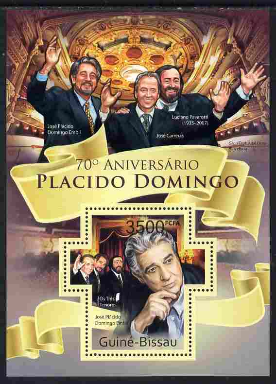 Guinea - Bissau 2011 70th Birth Anniversary of Placido Domingo perf m/sheet containing Cross-shaped stamp unmounted mint, stamps on , stamps on  stamps on personalities, stamps on  stamps on music