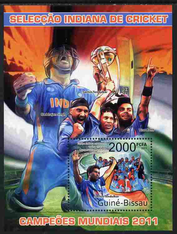 Guinea - Bissau 2011 India's Cricket World Champions perf m/sheet unmounted mint, stamps on , stamps on  stamps on sport, stamps on  stamps on cricket