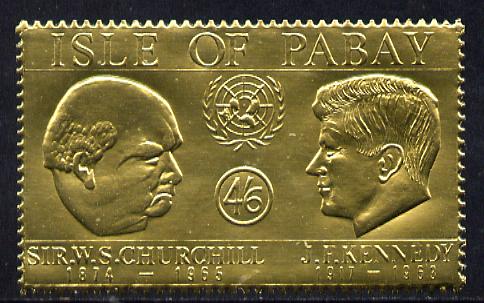 Pabay 1967 Churchill & Kennedy 4s6d value embossed in gold foil (perf) unmounted mint (Rosen PA64), stamps on , stamps on  stamps on churchill  kennedy  personalities