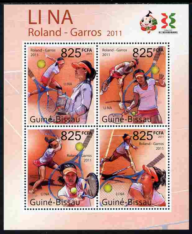 Guinea - Bissau 2011 Li Na (tennis) perf sheetlet containing 4 values unmounted mint, stamps on , stamps on  stamps on sport, stamps on  stamps on tennis, stamps on  stamps on women