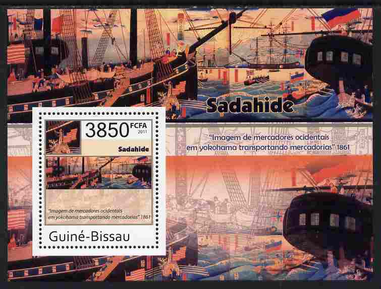 Guinea - Bissau 2011 Art of Utagawa Sadahide #1 perf m/sheet unmounted mint, stamps on arts, stamps on ships