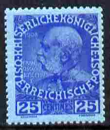 Austro-Hungarian Post Offices in the Turkish Empire 1914 60th Anniversary 25c ultramarine on blue unmounted mint SG F24, stamps on , stamps on  stamps on austro-hungarian post offices in the turkish empire 1914 60th anniversary 25c ultramarine on blue unmounted mint sg f24