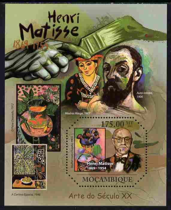 Mozambique 2011 Henry Matisse perf m/sheet unmounted mint, stamps on personalities, stamps on matisse, stamps on arts