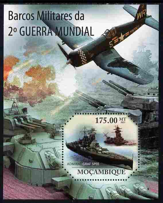 Mozambique 2011 Ships of World War 2 perf m/sheet unmounted mint, stamps on ships, stamps on  ww2 , stamps on aviation