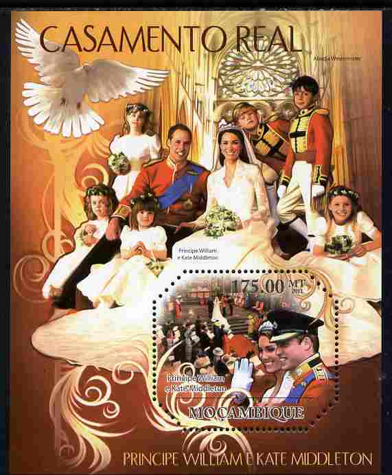 Mozambique 2011 Royal Wedding (William & Kate) perf m/sheet unmounted mint, stamps on , stamps on  stamps on personalities, stamps on  stamps on royalty, stamps on  stamps on royal wedding, stamps on  stamps on william, stamps on  stamps on kate, stamps on  stamps on 