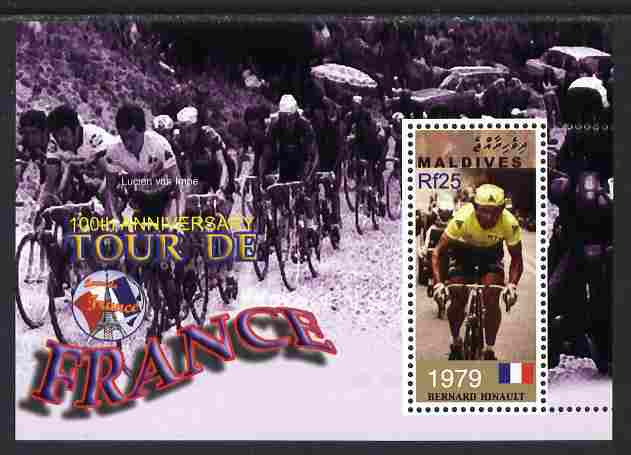 Maldive Islands 2001 Centenary of Tour de France Cycle Race perf m/sheet unmounted mint. Note this item is privately produced and is offered purely on its thematic appeal , stamps on , stamps on  stamps on sport, stamps on  stamps on bicycles