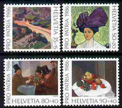 Switzerland 1986 Pro Patria - Paintings perf set of 4 unmounted mint SG 1098-1101, stamps on , stamps on  stamps on arts