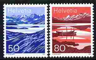 Switzerland 1981 Mountain Lakes perf set of 2 unmounted mint SG 1236-37, stamps on mountains, stamps on lakes, stamps on fishing