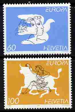 Switzerland 1995 Europa - Peace and Freedom perf set of 2 unmounted mint SG 1305-6, stamps on , stamps on  stamps on europa, stamps on  stamps on peace, stamps on  stamps on doves, stamps on  stamps on bovine, stamps on  stamps on mythology, stamps on  stamps on myths