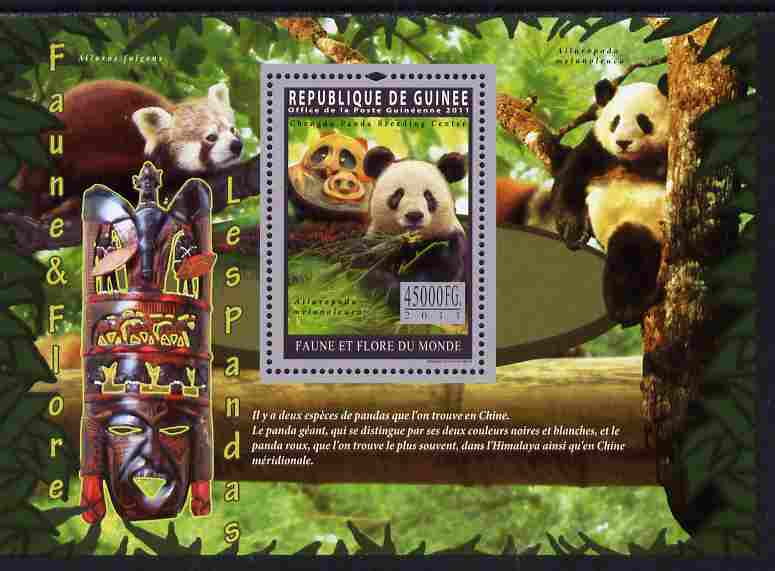 Guinea - Conakry 2011 Pandas perf s/sheet unmounted mint, stamps on animals, stamps on bears, stamps on pandas