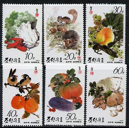 North Korea 1993 Fruit & Vegetables set of 6 unmounted mint*, stamps on , stamps on  stamps on fruit    food     squirrel
