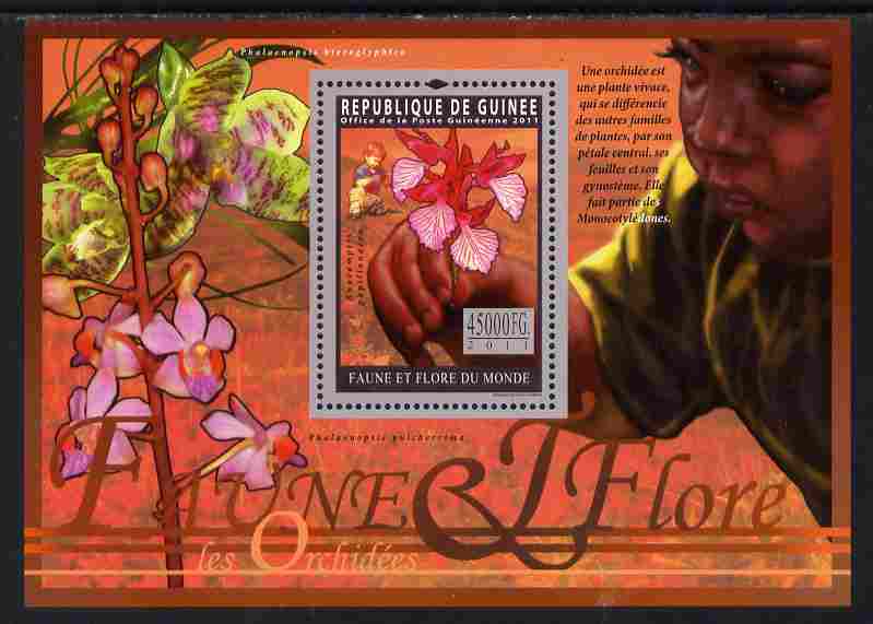 Guinea - Conakry 2011 Orchids perf s/sheet unmounted mint, stamps on flowers, stamps on orchids