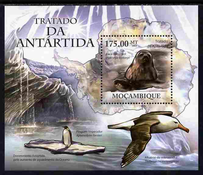 Mozambique 2011 Antarctic Treaty perf s/sheet unmounted mint Michel BL 455, stamps on , stamps on  stamps on polar, stamps on  stamps on birds, stamps on  stamps on seals, stamps on  stamps on penguins, stamps on  stamps on birds