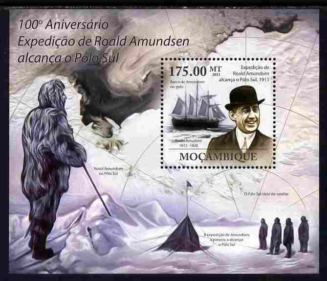 Mozambique 2011 Centenary of Roald Amundsens Expedition to the South Pole perf s/sheet unmounted mint Michel BL 438, stamps on personalities, stamps on polar, stamps on explorers, stamps on 