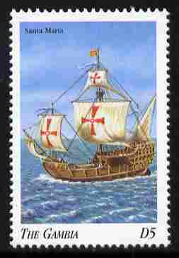 Gambia 1998 Ships - Santa Maria 5D unmounted mint SG 2906, stamps on , stamps on  stamps on ships, stamps on  stamps on columbus, stamps on  stamps on explorers