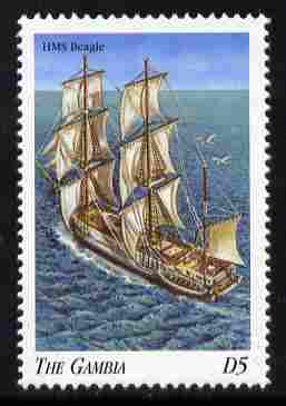 Gambia 1998 Ships - HMS Beagle 5D unmounted mint SG 2910, stamps on , stamps on  stamps on ships, stamps on  stamps on beagle, stamps on  stamps on darwin, stamps on  stamps on explorers