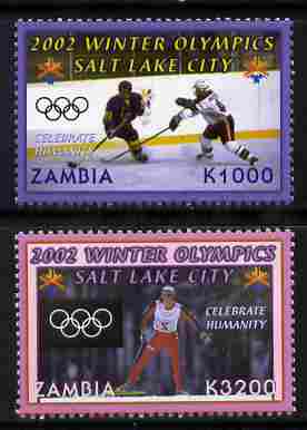 Zambia 2002 Salt Lake City Winter Olympic Games perf set of 2 unmounted mint SG 881-2, stamps on , stamps on  stamps on olympics, stamps on  stamps on ice hockey, stamps on  stamps on skiing