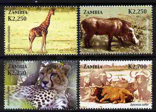 Zambia 2005 Mammals perf set of 4 unmounted mint SG 952-55, stamps on , stamps on  stamps on animals, stamps on  stamps on cats, stamps on  stamps on giraffes, stamps on  stamps on bovine