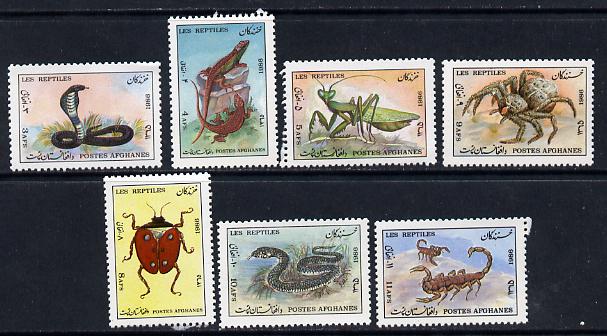 Afghanistan 1986 Animals, Insects & Reptiles perf set of 7 unmounted mint SG 1128-34*, stamps on , stamps on  stamps on animals    reptiles     insects