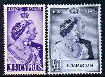 Cyprus 1948 KG6 Royal Silver Wedding set of 2 unmounted mint SG 166-7, stamps on , stamps on  stamps on royalty, stamps on  stamps on silver wedding, stamps on  stamps on  kg6 , stamps on  stamps on 