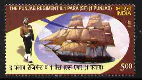 India 2011 The Punjab Regiment unmounted mint, stamps on militaria, stamps on ships