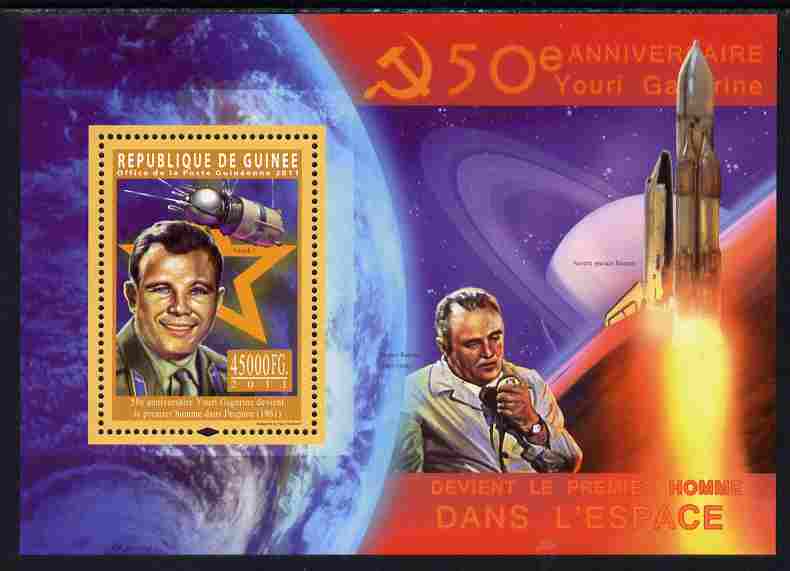 Guinea - Conakry 2011 50th Anniversary of First Man in Space perf s/sheet unmounted mint, stamps on personalities, stamps on space, stamps on gagarin, stamps on rockets