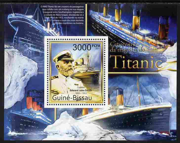 Guinea - Bissau 2011 Centenary of Sinking of Titanic perf s/sheet unmounted mint , stamps on disasters, stamps on ships, stamps on titanic