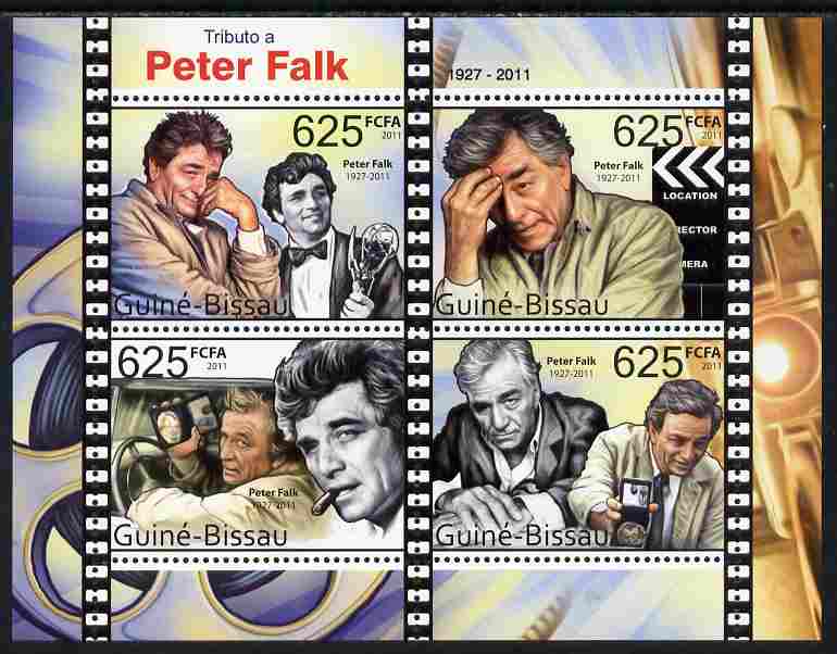 Guinea - Bissau 2011 Tribute to Peter Falk (actor) perf sheetlet containing 4 values unmounted mint , stamps on , stamps on  stamps on personalities, stamps on  stamps on films, stamps on  stamps on movies, stamps on  stamps on  tv , stamps on  stamps on 