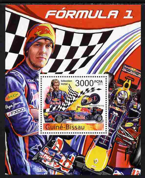 Guinea - Bissau 2011 Formula 1 - Sebastian Vettel perf s/sheet unmounted mint , stamps on personalities, stamps on  f1 , stamps on formula 1, stamps on cars, stamps on racing cars