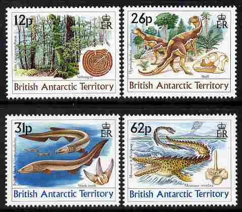 British Antarctic Territory 1991 Age of the Dinosaurs perf set of 4 unmounted mint SG 188-91, stamps on polar, stamps on dinosaurs, stamps on trees, stamps on sharks, stamps on fish