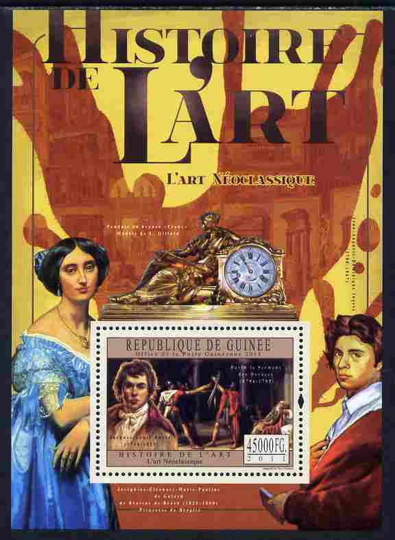 Guinea - Conakry 2011 History of Art - Neoclassical Art perf m/sheet unmounted mint, stamps on arts, stamps on david