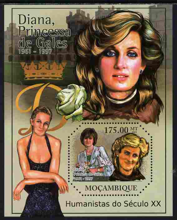 Mozambique 2011 Diana Princess of Wales perf s/sheet containing octagonal shaped value unmounted mint , stamps on , stamps on  stamps on personalities, stamps on  stamps on royalty, stamps on  stamps on diana, stamps on  stamps on shaped