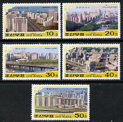 North Korea 1993 Pyongyang Buildings set of 5 unmounted mint SG 3261-65*, stamps on buildings