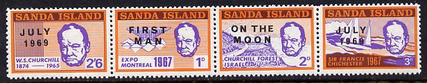 Sanda Island 1969 Churchill set of 4 opt'd Moon Landing unmounted mint, stamps on churchill, stamps on personalities, stamps on space