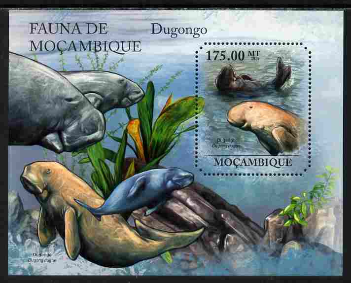 Mozambique 2011 Dugong perf s/sheet containing octagonal shaped value unmounted mint , stamps on , stamps on  stamps on shaped, stamps on  stamps on marine life, stamps on  stamps on dugong