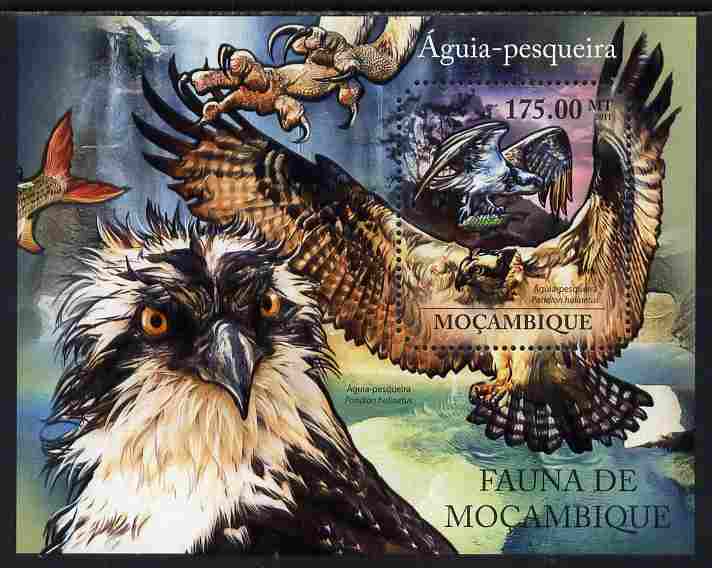 Mozambique 2011 Osprey perf s/sheet containing octagonal shaped value unmounted mint , stamps on shaped, stamps on birds, stamps on osprey, stamps on bird of prey