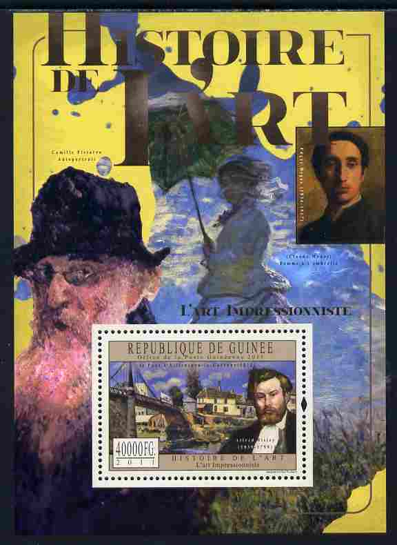 Guinea - Conakry 2011 History of Art - Impressionist Art perf s/sheet unmounted mint, stamps on arts, stamps on monet, stamps on sisley, stamps on degas, stamps on umbrellas
