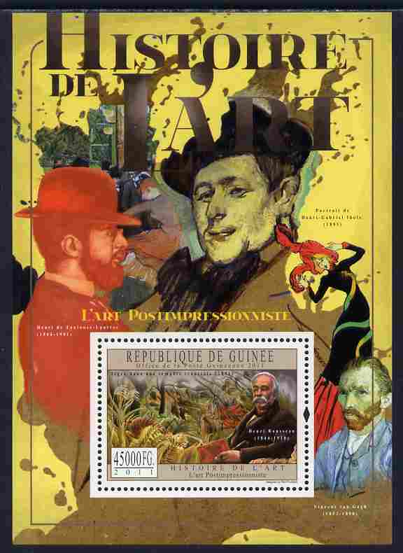 Guinea - Conakry 2011 History of Art - Post-Impressionist Art perf s/sheet unmounted mint, stamps on , stamps on  stamps on arts, stamps on  stamps on lautrec, stamps on  stamps on van gogh