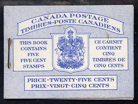 Canada 1954 25c booklet (Beaver) complete SB 52a, stamps on , stamps on  stamps on animals
