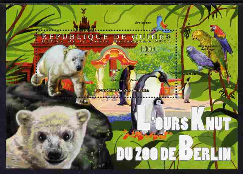 Guinea - Conakry 2011 Berlin Zoo perf s/sheet unmounted mint, stamps on animals, stamps on  zoos , stamps on  zoo , stamps on bears, stamps on penguins, stamps on parrots, stamps on 