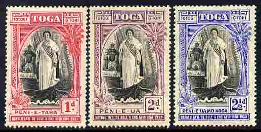 Tonga 1938 20th Anniversary of Accession set of 3 mounted mint SG 71-73, stamps on , stamps on  stamps on royalty
