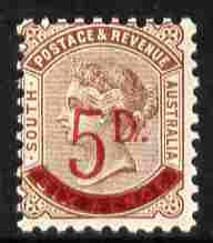 South Australia 1891-93 Surcharged 5d on 6d pale brown mounted mint SG 230, stamps on , stamps on  qv , stamps on 