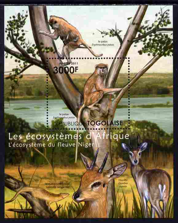 Togo 2011 Ecosystem of Africa - The Niger River perf s/sheet unmounted mint , stamps on , stamps on  stamps on environment, stamps on  stamps on animals, stamps on  stamps on apes, stamps on  stamps on 