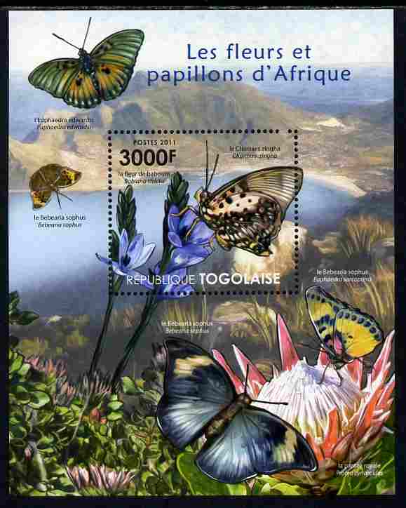 Togo 2011 Flowers & Butterflies of Africa perf s/sheet unmounted mint , stamps on , stamps on  stamps on flowers, stamps on  stamps on butterflies, stamps on  stamps on 